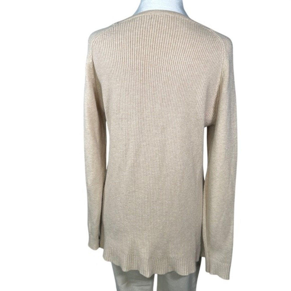 Cyrus Cable Knit Sweater Womens Large Beige Cream Crew Neck Cozy Pullover - Picture 4 of 6